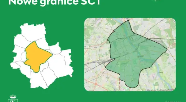 Nowe granice strefy czystego transportu w Warszawie zaznaczone na mapie.