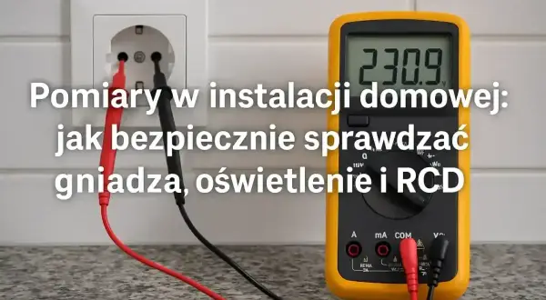 Multimetr pokazuje 230.9V, mierząc napięcie w gniazdku. Sprawdzanie instalacji domowej.
