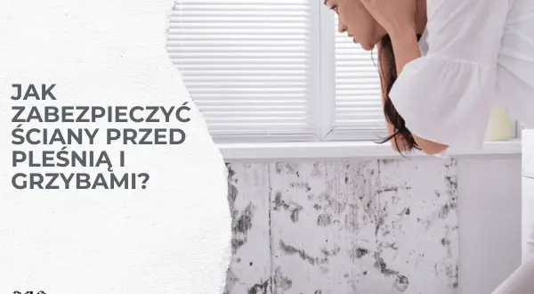 Kobieta z przerażeniem patrzy na zagrzybioną ścianę. Dowiedz się, jak zabezpieczyć ściany przed pleśnią i grzybami.