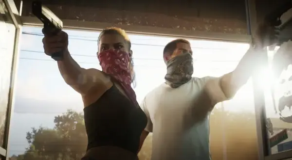 Lucia i jej partner celują z broni, gotowi na akcję w GTA 6.