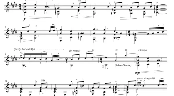 Fragment partytury z oznaczeniem "Tempo Rubato", wskazujący na swobodę wykonania.