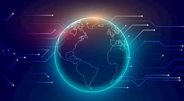 Świat połączony liniami, symbolizującymi sieć. Czy to już era 5g co to za technologia?