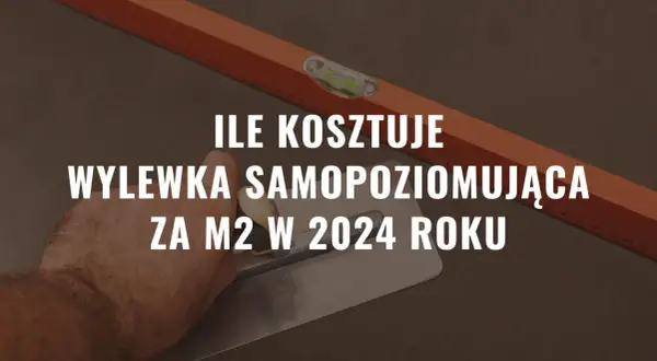 Dłoń trzymająca kielnię na tle poziomicy i podłogi.