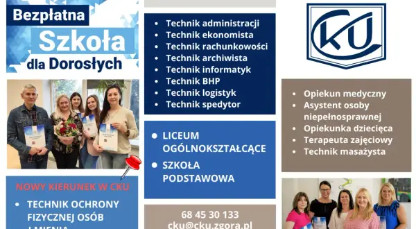Centrum Kształcenia Ustawicznego w Zielonej Górze oferuje bezpłatną szkołę dla dorosłych. Dowiedz się, ile trwa liceum zaoczne i jakie kierunki są dostępne.