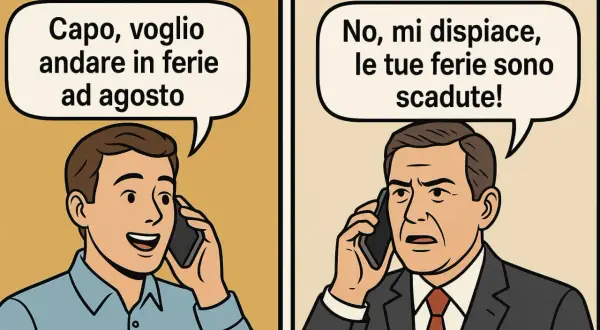 Un dipendente chiede ferie ad agosto, ma il capo risponde che le ferie dell'anno precedente sono scadute.