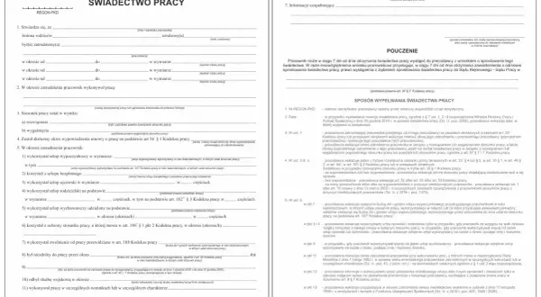 Świadectwo pracy: koniec umowy na okres próbny i co dalej. Dokument zawiera dane pracownika, okres zatrudnienia, powód ustania stosunku pracy i informacje o urlopach.
