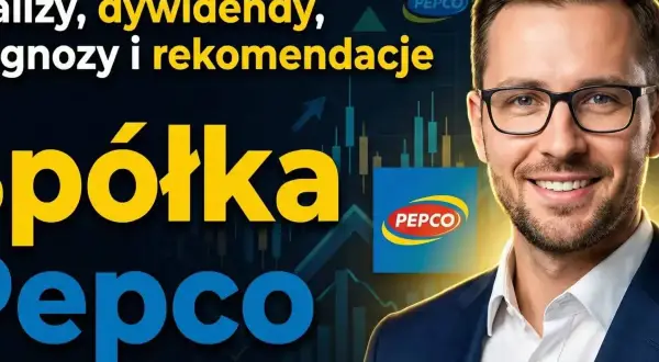 Analiza spółki Pepco: prognozy, dywidendy i rekomendacje. Mężczyzna w garniturze z logo Pepco.