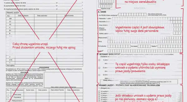 Formularz wniosku o wydanie prawa jazdy. Wpisz swoje dane osobowe w części A. Pytanie "pkk co to" nie ma związku z tym dokumentem.