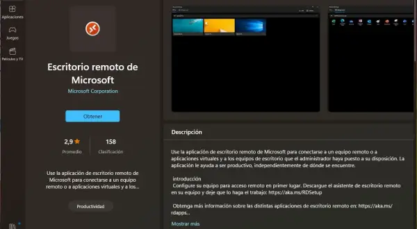 Microsoft Store: Escritorio remoto de Microsoft. Configurar escritorio remoto Windows 10 es fácil con esta app.