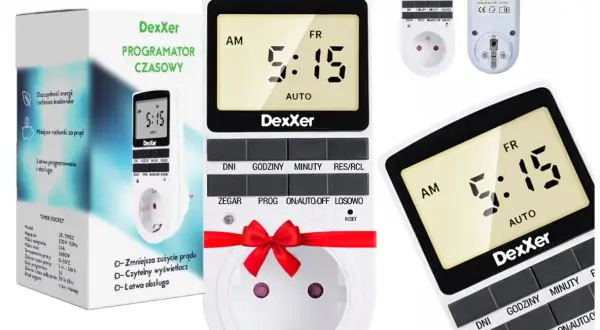 Programator czasowy Dexxer ułatwia ustawienie timer czasowy. Zapisz rachunki za prąd i ciesz się łatwą obsługą.