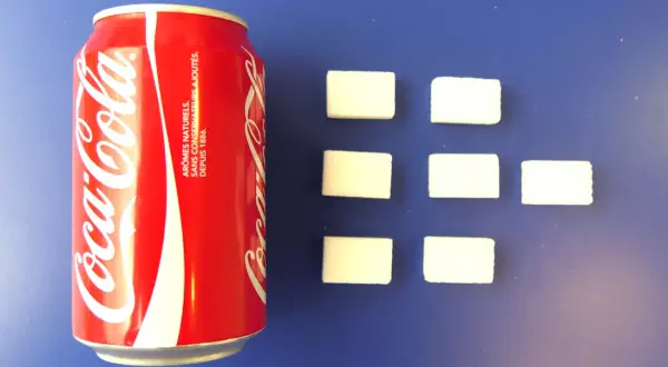 Combien de sucre dans une canette de Coca ? 7 morceaux et leurs risques.