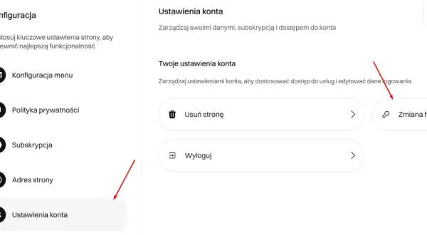 Ustawienia konta, aby zmienić hasło w Messengerze. Kliknij "Zmiana hasła" w sekcji "Twoje ustawienia konta".