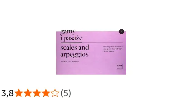 Okładka podręcznika "Gamy i pasaże na fortepian", z numerem 1 i nazwiskami redaktorów.