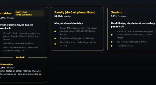 Tidal Family: Ile kont? Sprawdź cenę i zasady współdzielenia