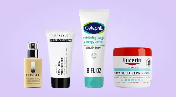 Zestaw kosmetyków do pielęgnacji skóry: Clinique, The Inkey List, Cetaphil i Eucerin. Wśród nich kremy i emulsje, w tym cremobaza.
