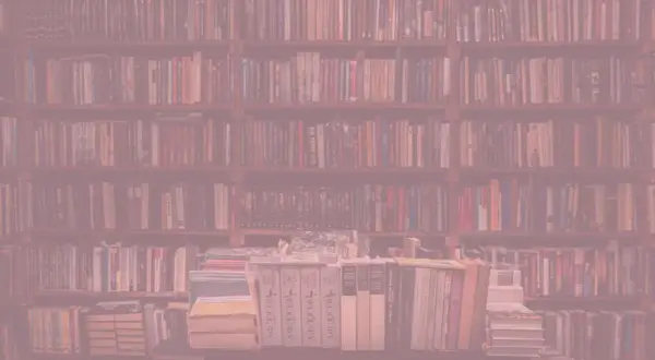 Wielka biblioteka pełna książek, jak portal do innego świata epoki.