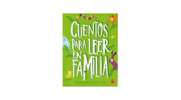 Libro "Cuentos para leer en familia" con animales coloridos. Ideal para compartir historias y crear recuerdos.