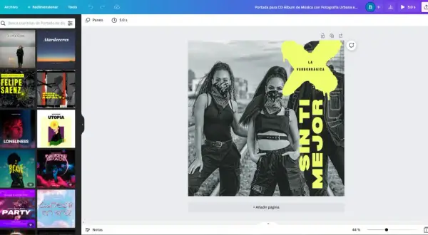 Portada de canciones con tres mujeres con pañuelos en la cara y ropa urbana. Texto amarillo "LA VERBORRÁGICA SIN TI MEJOR".