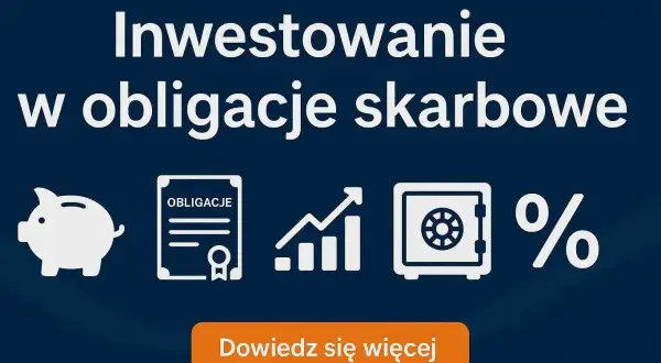 Dowiedz się, czym są obligacje skarbowe. Ikony: skarbonka, dokument, wykres wzrostu, sejf, znak procentu.