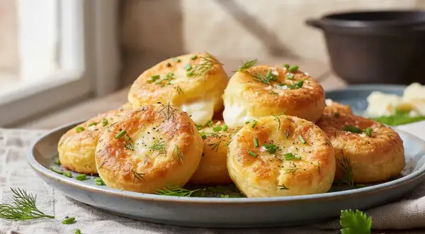 Délicieux beignets dorés garnis d'herbes fraîches, une idée parfaite pour savoir que faire avec des blancs d'œufs.