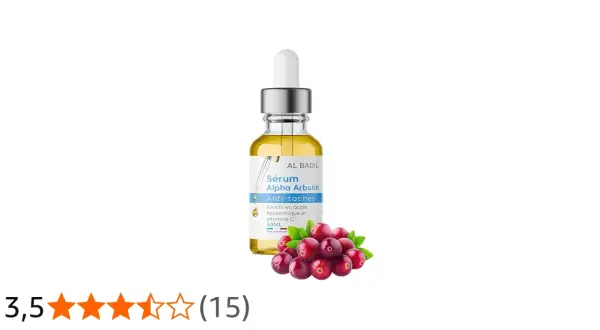 Sérum Alpha Arbutin anti-taches. Avant après : une peau plus lumineuse grâce à ce soin enrichi.