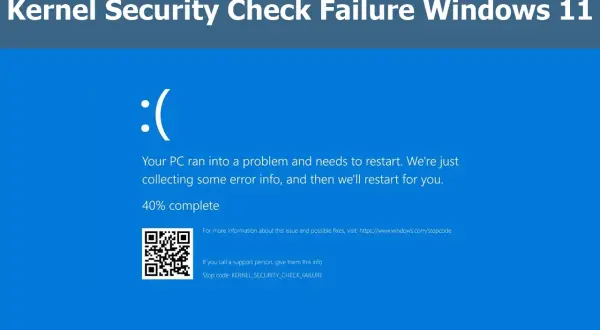 Błąd krytyczny: KERNEL_SECURITY_CHECK_FAILURE na Windows 11. Komputer wymaga restartu.