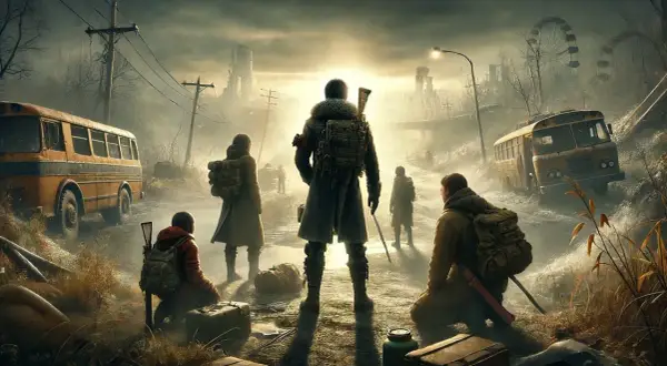 Grupa ocalałych w postapokaliptycznym świecie, szukająca drogi. Może to być inspiracja do gry Metro Exodus solucja.