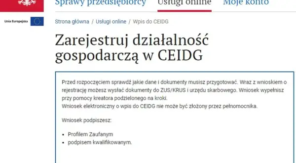 Rejestracja działalności gospodarczej w CEIDG. Złóż wniosek online, by rozpocząć własny biznes, np. gospodarstwo rolne.