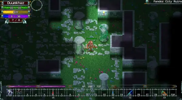 Starzec Duumkhar przemierza ruiny Fendor w grze roguelite. Wskrzesza starożytne kolumny, walcząc o przetrwanie.