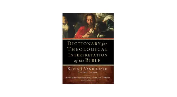 Okładka książki "Dictionary for Theological Interpretation of the Bible" z malarskim przedstawieniem biblijnym.