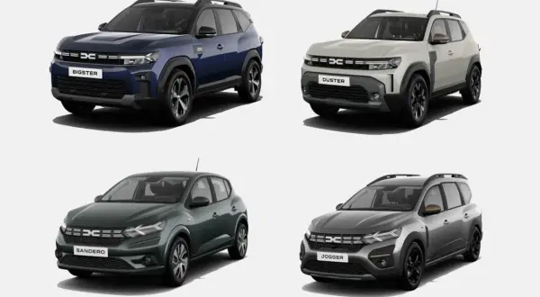 Cztery modele Dacia: Bigster, Duster, Sandero i Jogger. Wyobraź sobie, że każdy z nich to dacia hybryda, gotowa na ekologiczną podróż.