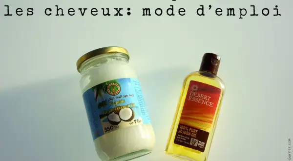 Huile de coco et huile de jojoba pour un bain d'huile capillaire. La fréquence idéale pour ces soins est à adapter selon vos besoins.