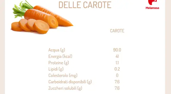 Carote: scopri i valori nutrizionali, dall'acqua all'energia, proteine e carboidrati.