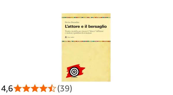 Copertina del libro "L'attore e il bersaglio" di Declan Donnellan, con un bersaglio stilizzato.