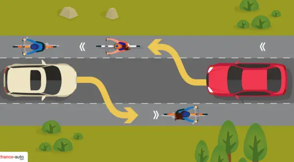 Schéma illustrant le chaucidou, une piste cyclable partagée avec les voitures, pour un code de la route plus sûr.