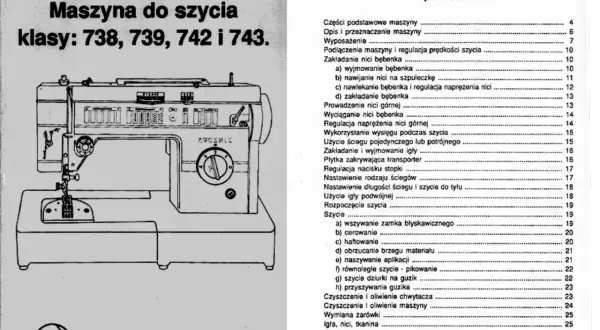 Instrukcja obsługi maszyny Łucznik. Rozdział "Szycie" omawia m.in. dlaczego maszyna do szycia pętelkuje od spodu.