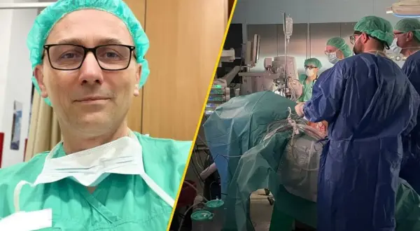 Chirurg w okularach i czepku przygotowuje się do operacji, która może być przełomem w leczeniu raka trzustki. Zespół medyczny w sali operacyjnej.