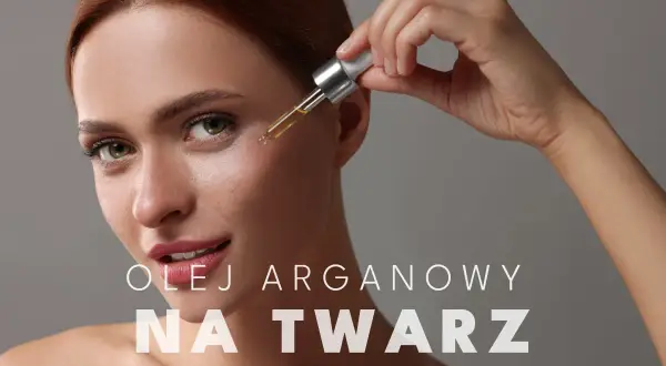 Kobieta aplikuje kroplę olejku arganowego na twarz. Naturalna pielęgnacja dla promiennej cery.