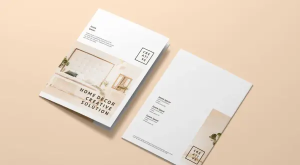 Oficjalne zaproszenie na prezentację "Home Decor Creative Solution". Elegancka broszura z inspirującymi wnętrzami.