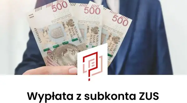 Dłoń w garniturze trzyma banknoty 500 zł. To symbol jednorazowej wypłaty z subkonta ZUS.