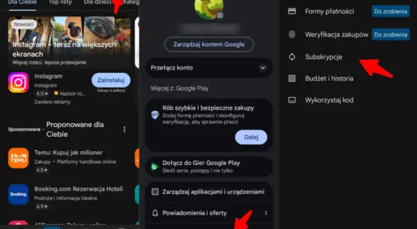 Jak anulować subskrypcję w Google Play? Kliknij w ikonę profilu, potem "Płatności i subskrypcje", a następnie "Subskrypcje".