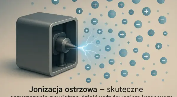 Urządzenie emituje wyładowania, które inicjują jonizację powietrza, tworząc jony dodatnie i ujemne.