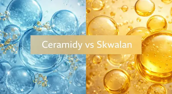 Porównanie ceramidów i skwalanu. Skwalan to cenny składnik nawilżający, który tworzy na skórze ochronną warstwę.