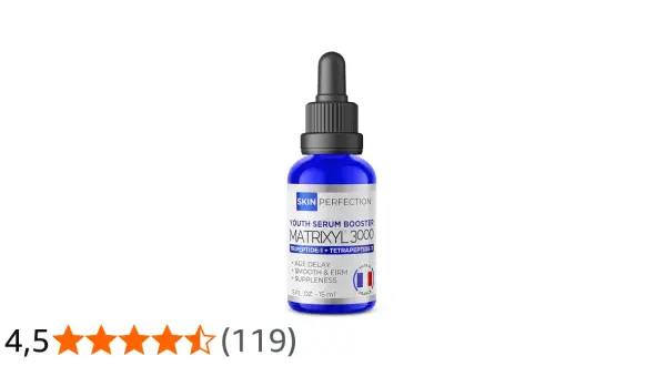 Sérum Skin Perfection avec Matrixyl 3000, promettant un délai d'âge et une peau lisse. Pas de danger Matrixyl 3000 ici, juste de la science.