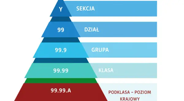 Hierarchia PKD: Y Sekcja, 99 Dział, 99.9 Grupa, 99.99 Klasa, 99.99.A Podklasa - Poziom Krajowy. Sprzedaż detaliczna mieści się w tej strukturze.