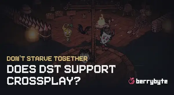 Postać Wilsona i inne z Don't Starve Together na tle obozu. Czy DST wspiera crossplay?