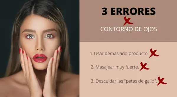 Una mujer con maquillaje resalta los errores comunes al usar contorno de ojos, para que sirve el contorno de ojos y cómo evitarlo.