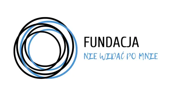 Logo Fundacji "Nie widać po mnie" z okręgami i napisem.