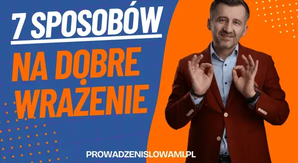 Mężczyzna w garniturze pokazuje gest "okej", sugerując **krótka autoprezentacja o sobie przykłady** i 7 sposobów na dobre wrażenie.