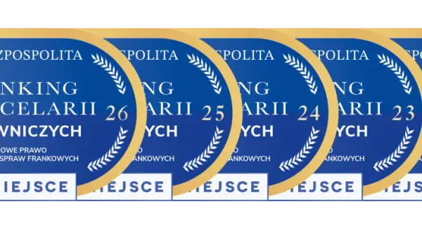 Ranking kancelarii prawniczych Rzeczpospolitej z lat 20-26, z wyróżnieniem "Nowe Prawo - Obsługa Spraw Frankowych".
